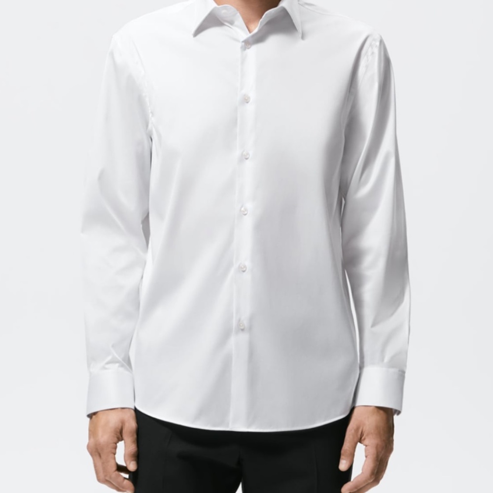 ZARA Men's White Long Sleeve Button Up